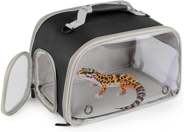 Scratch-Resistant Bearded Dragon Backpack Foldable Gecko Carrier Ventilation Travel Bag with Clear View Window Dual Carry Cage Options for Travel Hiking & Vet Visits